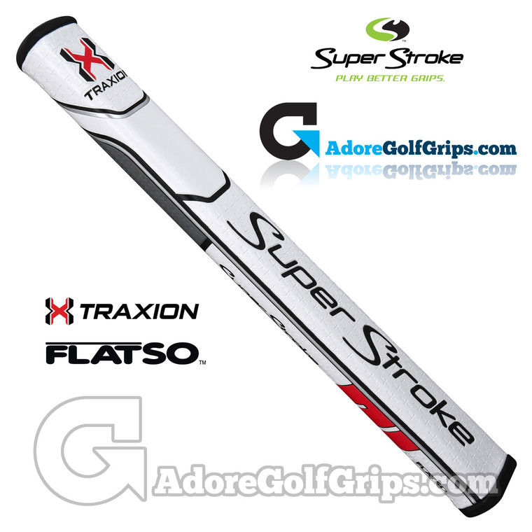 SuperStroke TRAXION Flatso 2.0 Tech-Port Putter Grip -  White / Red / Grey