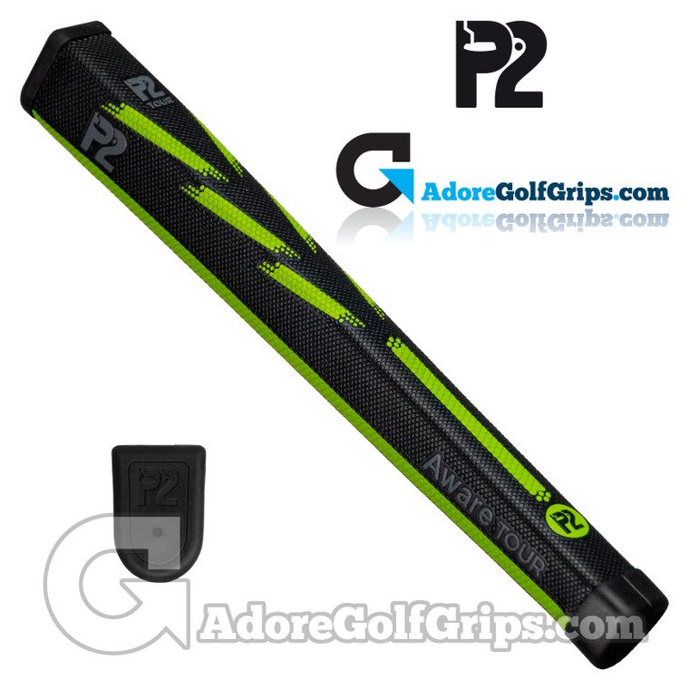 P2 Aware TOUR Midsize Putter Grip - Black / Lime Green