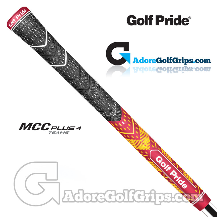 Golf Pride MCC Plus 4 Teams Grips - Black / Dark Red / Yellow