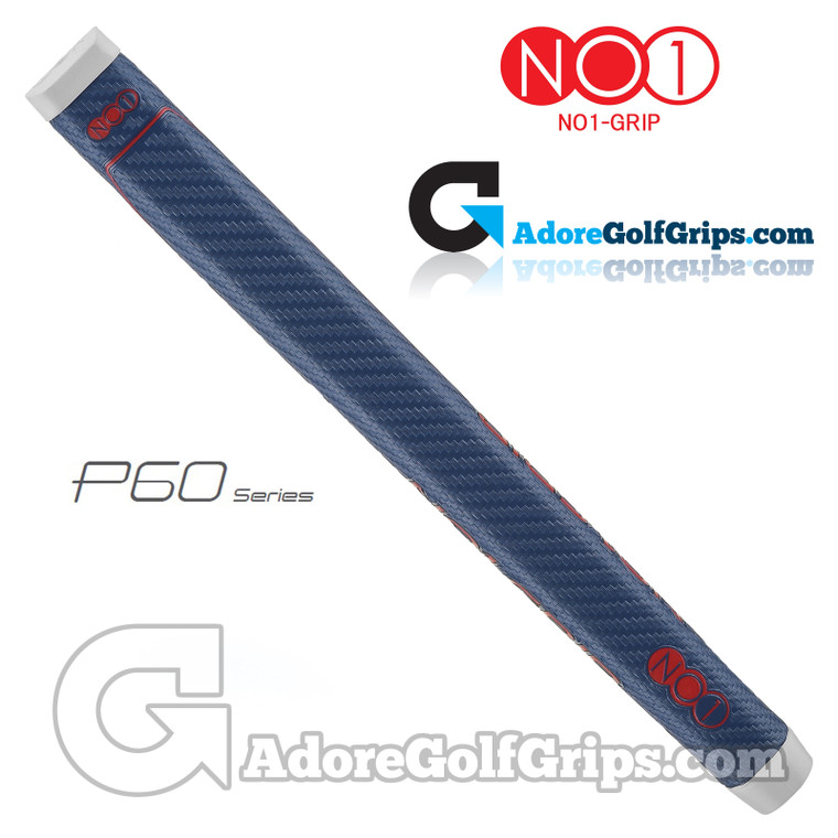 NO1 Grip P60 Series Straight Mid Jumbo Putter Grip - Navy Blue / Red