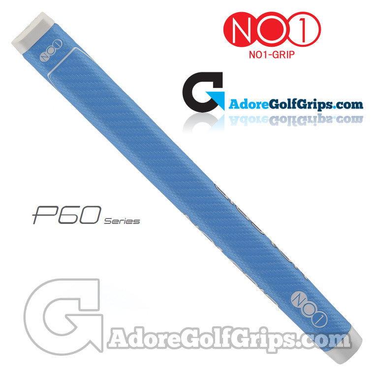 NO1 Grip P60 Series Straight Mid Jumbo Putter Grip - Sky Blue / White