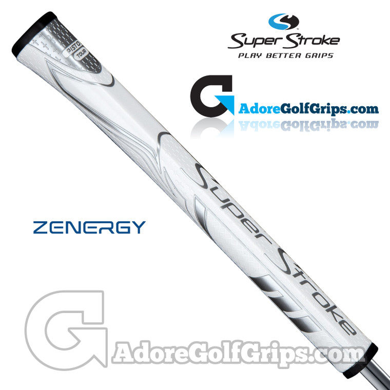 SuperStroke ZENERGY Pistol Tour Tech-Port Putter Grip - White / Silver