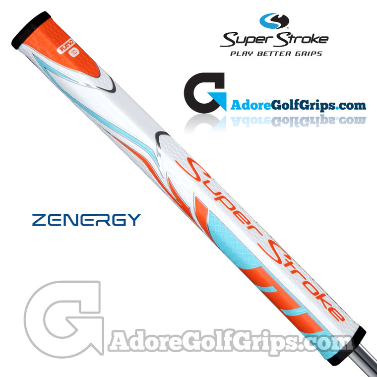 SuperStroke ZENERGY Flatso 1.0 Tech-Port Putter Grip - White / Orange / Blue