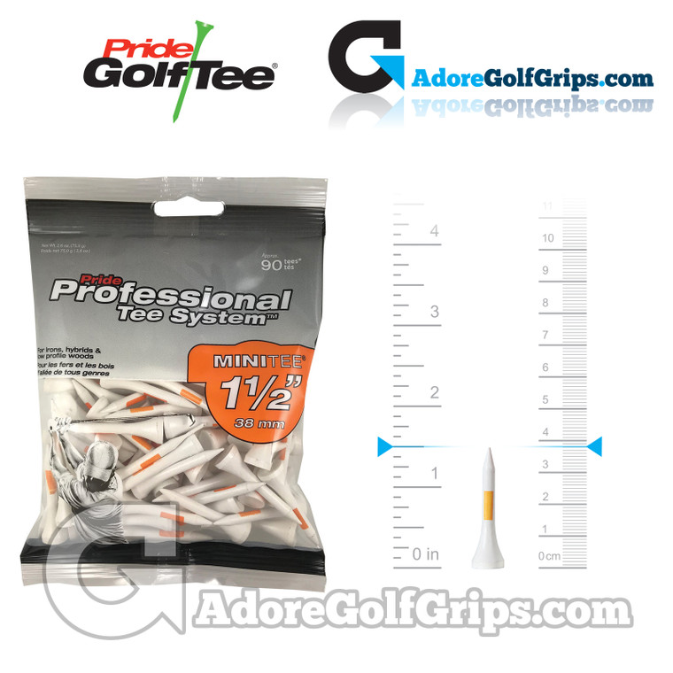 Pride Golf Tee PTS Minitee 1 1/2 Inch Wood Tees - White / Orange (90 Pack)