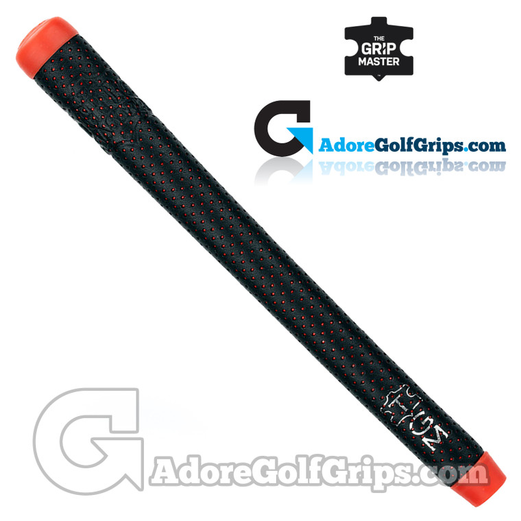 The Grip Master The Master Cowhide Leather Sewn Midsize Grips - Black / Red