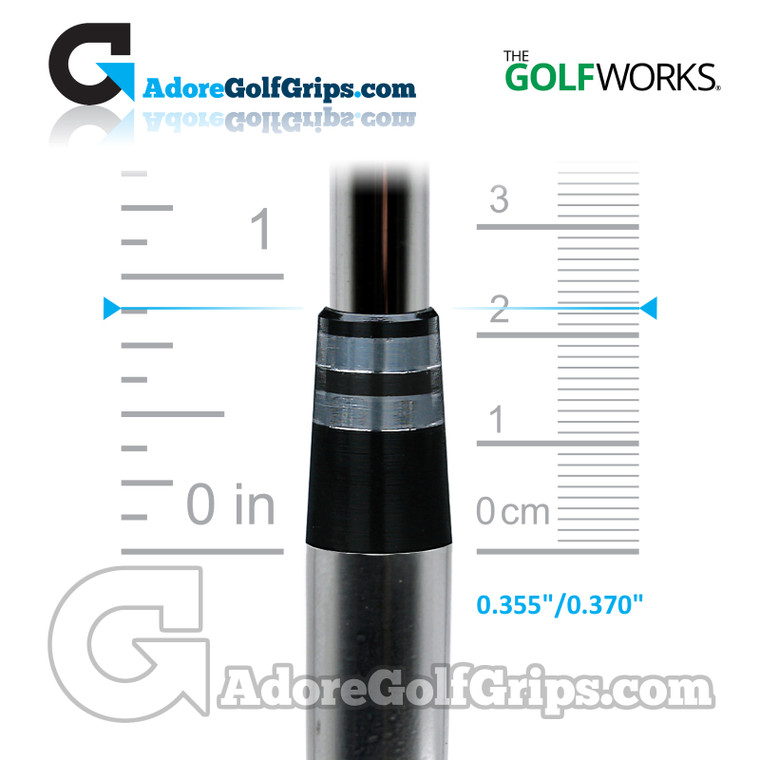 The GolfWorks 4R Designer Iron Ferrules 0.355"-0.370" (22.25mm Length) - Black / Chrome (12 Pack)
