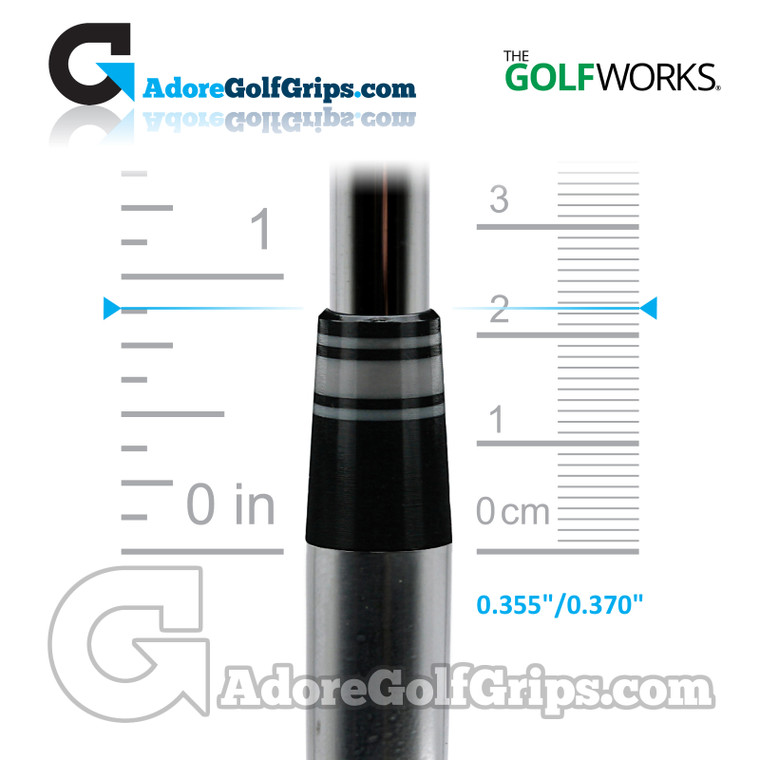 The GolfWorks 6R Designer Iron Ferrules 0.355"-0.370" (22.25mm Length) - Black / Grey (12 Pack)