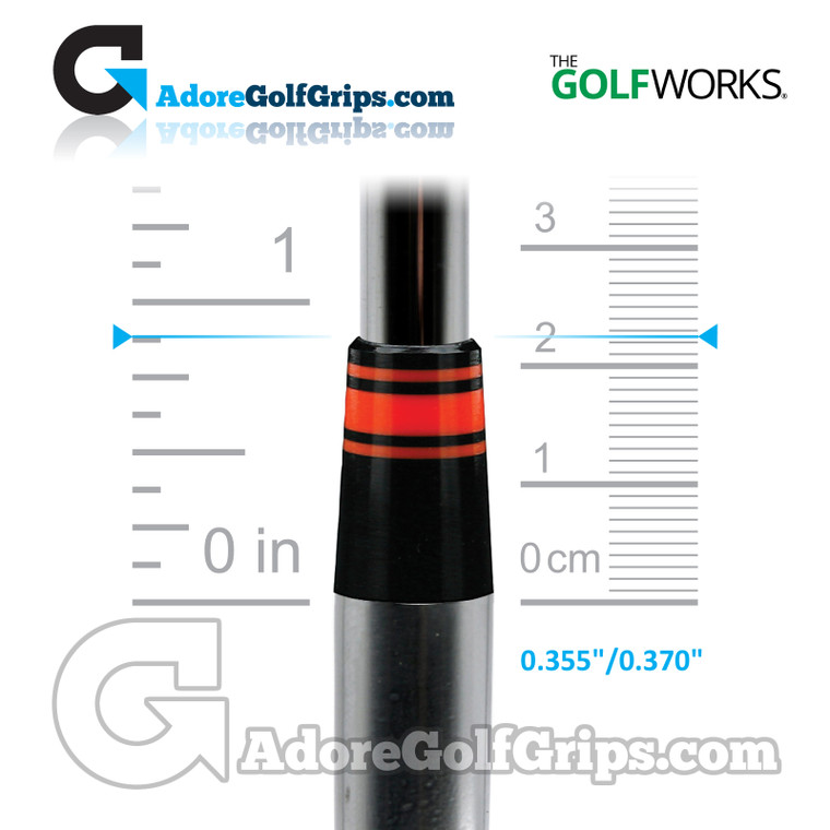 The GolfWorks 6R Designer Iron Ferrules 0.355"-0.370" (22.25mm Length) - Black / Orange (12 Pack)