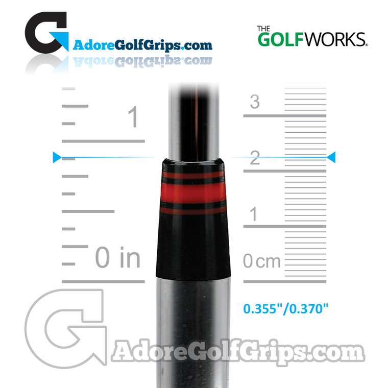 The GolfWorks 6R Designer Iron Ferrules 0.355"-0.370" (22.25mm Length) - Black / Red (12 Pack)