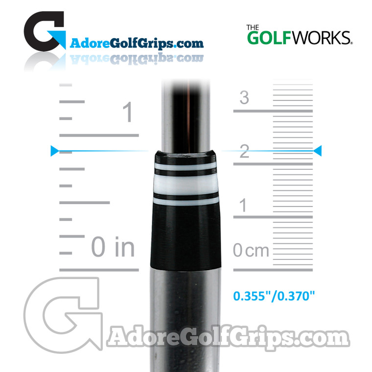 The GolfWorks 6R Designer Iron Ferrules 0.355"-0.370" (22.25mm Length) - Black / White (12 Pack)