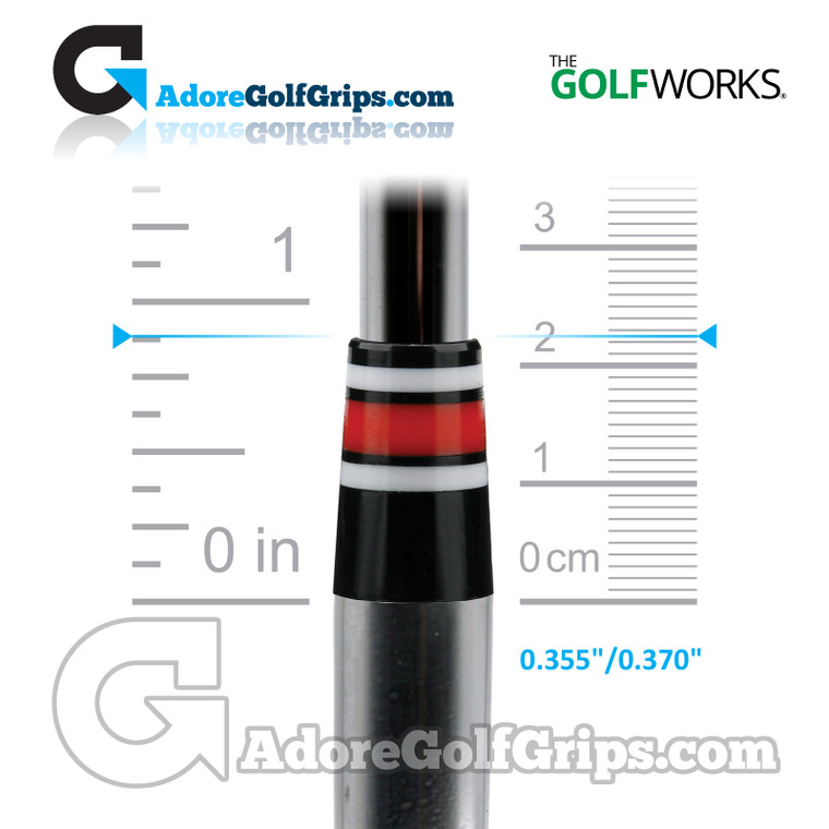 The GolfWorks 8R Designer Iron Ferrules 0.355"-0.370" (22.25mm Length) - Black / White / Red (12 Pack)