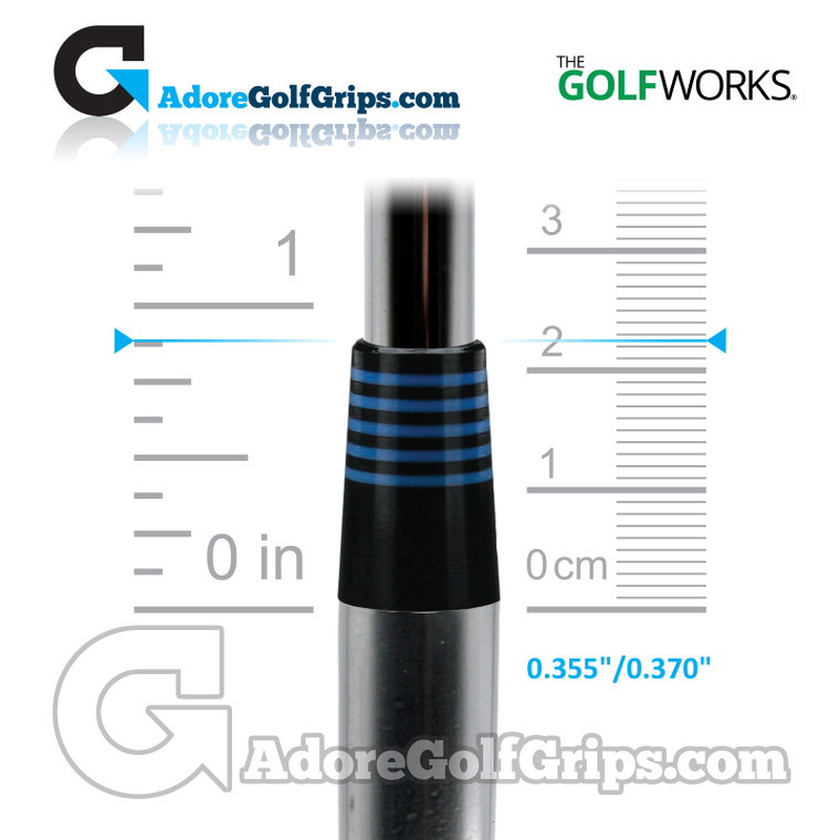 The GolfWorks 10R Designer Iron Ferrules 0.355"-0.370" (22.25mm Length) - Black / Blue