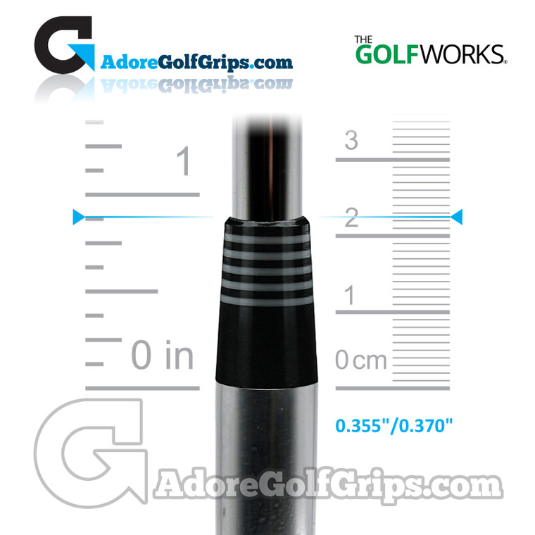 The GolfWorks 10R Designer Iron Ferrules 0.355"-0.370" (22.25mm Length) - Black / Grey