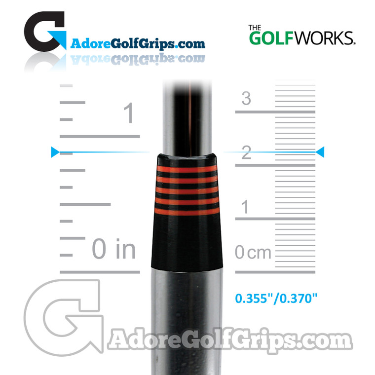 The GolfWorks 10R Designer Iron Ferrules 0.355"-0.370" (22.25mm Length) - Black / Orange