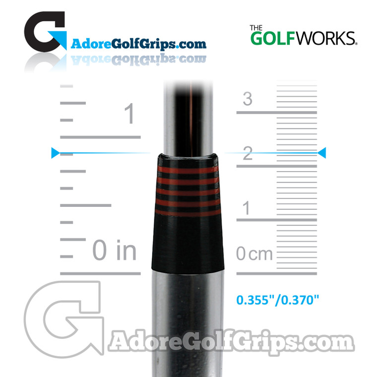 The GolfWorks 10R Designer Iron Ferrules 0.355"-0.370" (22.25mm Length) - Black / Red