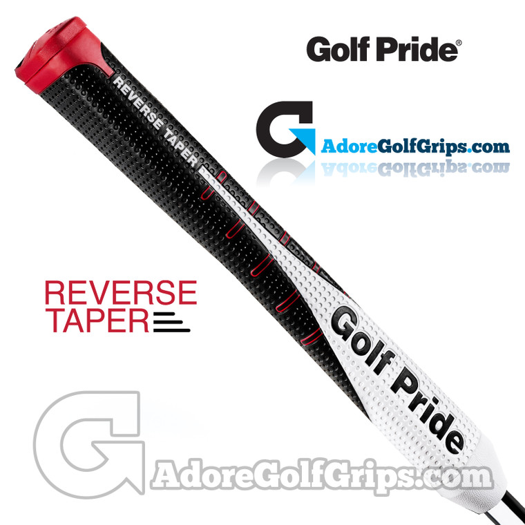 Golf Pride Reverse Taper Pistol Medium Midsize Putter Grip - Black / White / Red