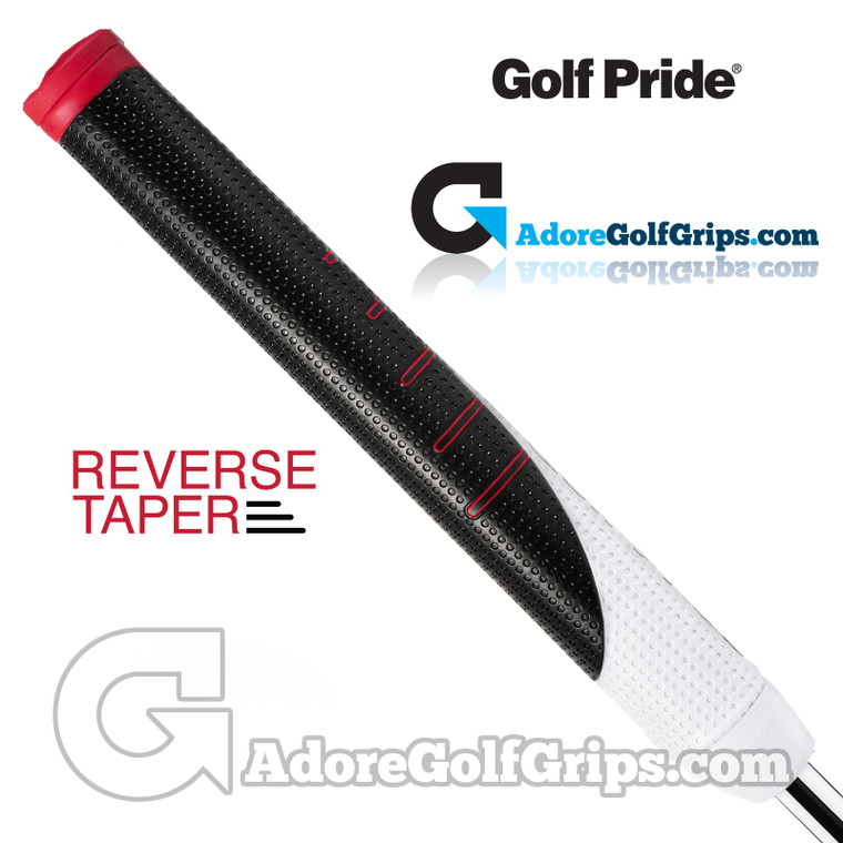 Golf Pride Reverse Taper Round Large Jumbo Putter Grip (Side) - Black / White / Red