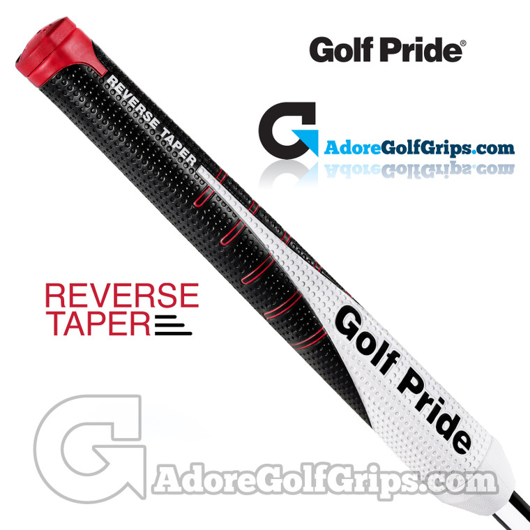 Golf Pride Reverse Taper Flat Medium Midsize Putter Grip - Black / White / Red