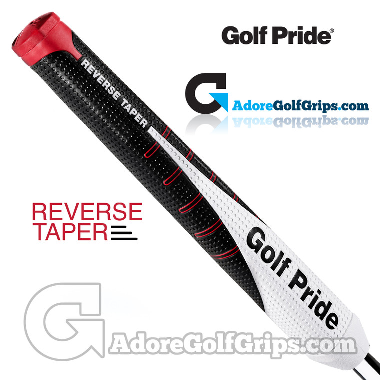Golf Pride Reverse Taper Flat Large Jumbo Putter Grip - Black / White / Red