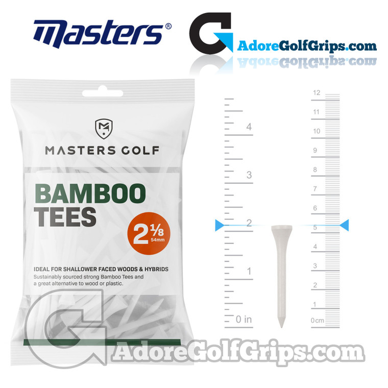 Masters Golf White Bamboo Tees - 2 1/8 Inch (54mm) - White (25 Pack)