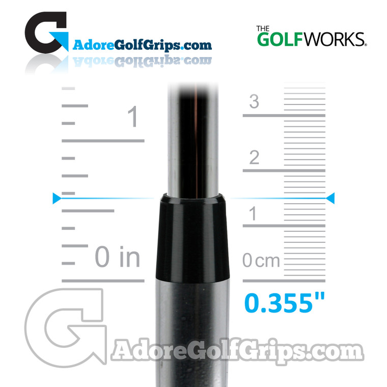 The GolfWorks Universal Ping Iron Ferrules Collared Taper Tip 0.355" (15.00mm Length) - Black (12 Pack)