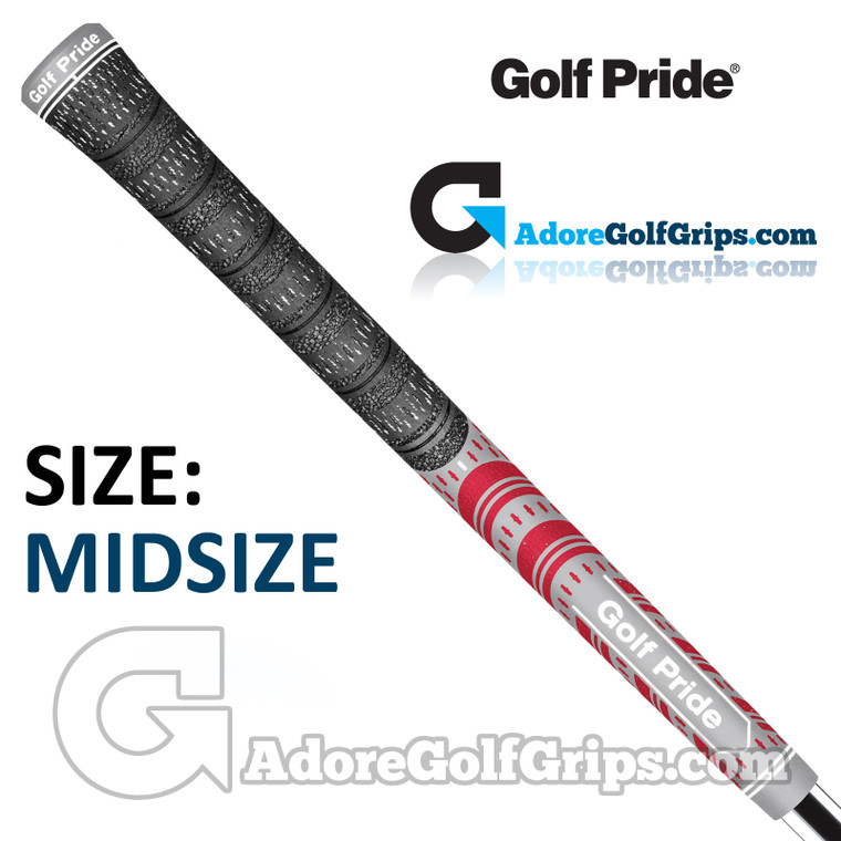9 Golf Pride New Decade Multi Compound MCC Teams Midsize Grips - Black / Grey / Red With Free Tape