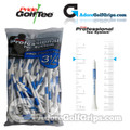 Pride Golf Tee PTS Pro Length-Plus 3 1/4 Inch (83mm) Wooden Tees - White / Blue (75 Pack)