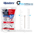 Masters Golf White Wooden Tees - Bumper Pack - 3 1/4 Inch (83mm) - White (85 Pack)