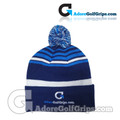 AdoreGolfGrips.com Striped Knit Beanie Bobble Hat - Blue