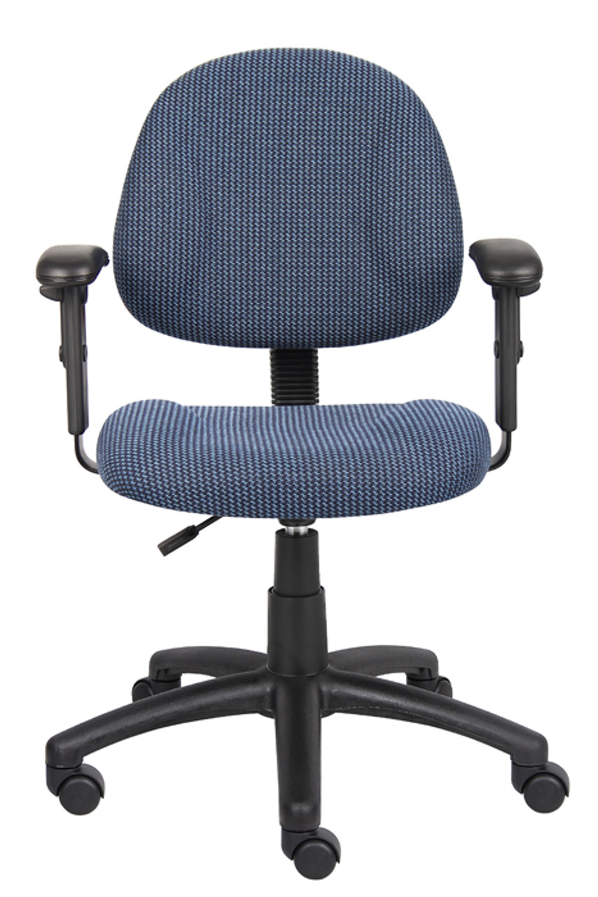 Boss Office Products Fabric Deluxe Posture Task Chair With Loop Arms,  Blue/Black