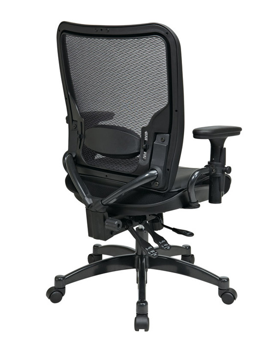 Office Star Dual Function Ergonomic AirGrid Back and Leather Seat Chair