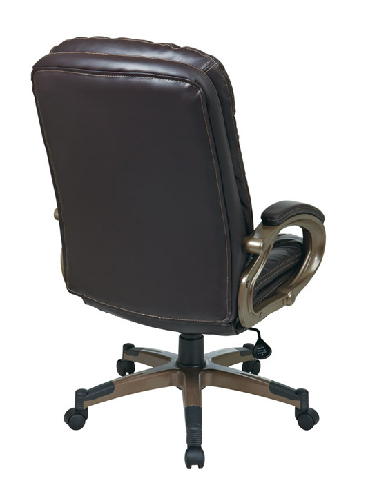 Office Star Executive Eco Leather Chair with Padded Arms and Nylon Base
