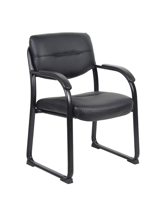 Boss Leather Sled Base Side Chair - Thumbnail 3