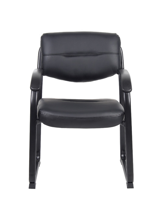 Boss Leather Sled Base Side Chair