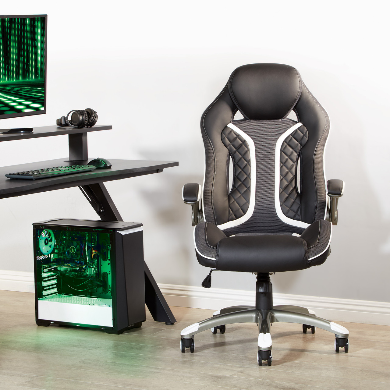 Office Star Xplorer 51 Gaming Chair, Black Faux Leather