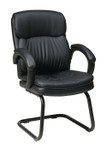 Office Star Eco Leather Visitors Chair with Padded Arms and Sled Base EC9235-EC3