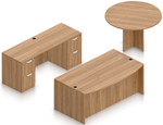 Offices To Go Layout SL-20 - Desk & Credenza with Round Table