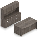 Offices To Go Layout SL-23, Bow Front Desk & Credenza with Hutch