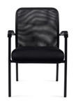 Offices To Go - Mesh back guest chair. Molded armrests. Mesh fabric back and seat. 4-legged.