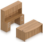 Offices To Go Layout SL-22, Bow Front Desk & Credenza with Hutch