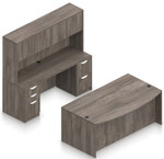 Offices To Go Layout SL-22, Bow Front Desk & Credenza with Hutch