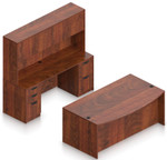 Offices To Go Layout SL-22, Bow Front Desk & Credenza with Hutch