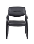 Boss Leather Sled Base Side Chair With Arms (B9519)