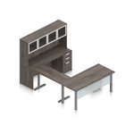 Offices To Go Layout SL-3, U-Shape Desk with Height Adjustable Base