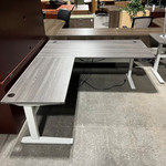 Pre-Owned Grey Laminate L-Shape Height Adjustable Table, Left Handed