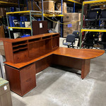 Pre-Owned OFS Cherry Laminate, Left Handed L-Shape Desk