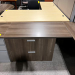 Pre-Owned Steelcase Walnut Laminate, L-Shape P-Desk, Left Handed 90"D x 72"W