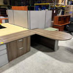 Pre-Owned Steelcase Walnut Laminate, L-Shape P-Desk, Left Handed 90"D x 72"W