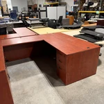 Pre-Owned Cherryman Cherry Laminate, Left Handed U-Shape Desk 101.5"D x 71"W