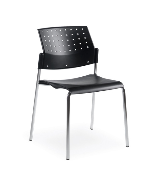 Global SONIC-Armless Stacking Chair BLACK/BLACK 6508CH-BK/BK